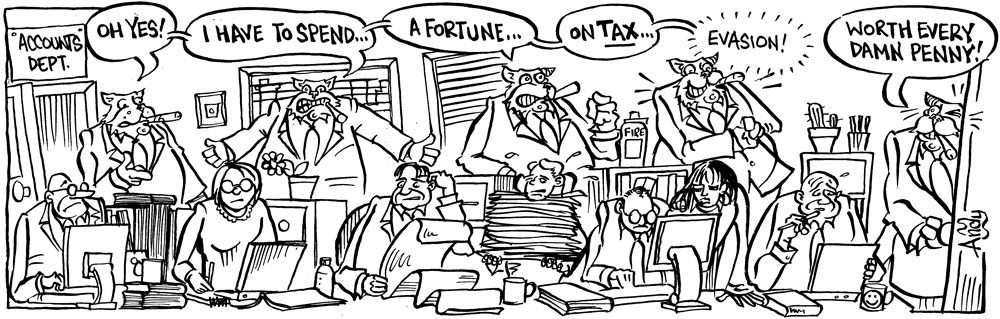 Fat Cat cartoon -- 120 -- Tax evasion