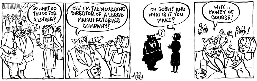 Fat Cat cartoon -- 122 -- I make money of course
