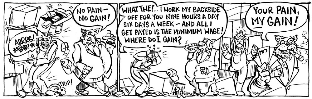 Fat Cat cartoon -- 123 -- No pain, no gain